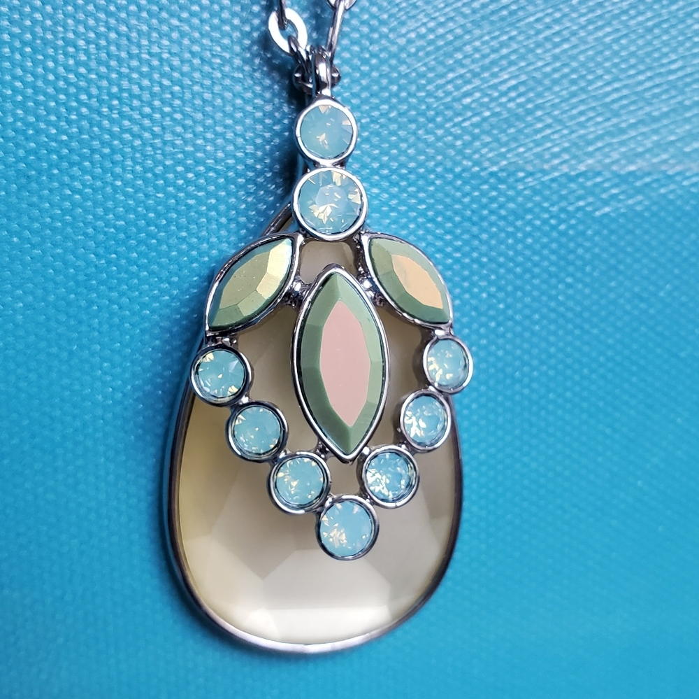 Lia Sophia Silver Tone Teardrop Pendant Necklace